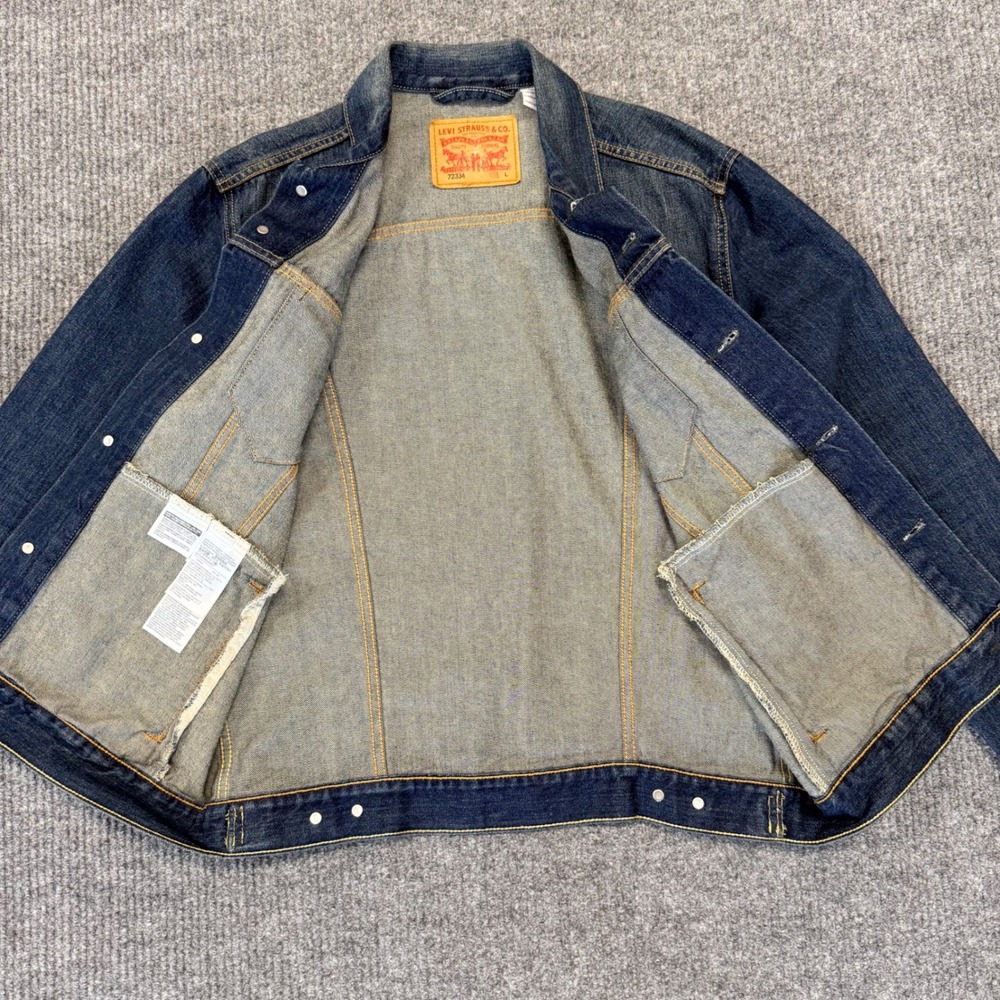Levis 72334 Mens Denim Trucker Jacket Medium Wash Blue Jean Jacket Size L - Picture 9 of 12